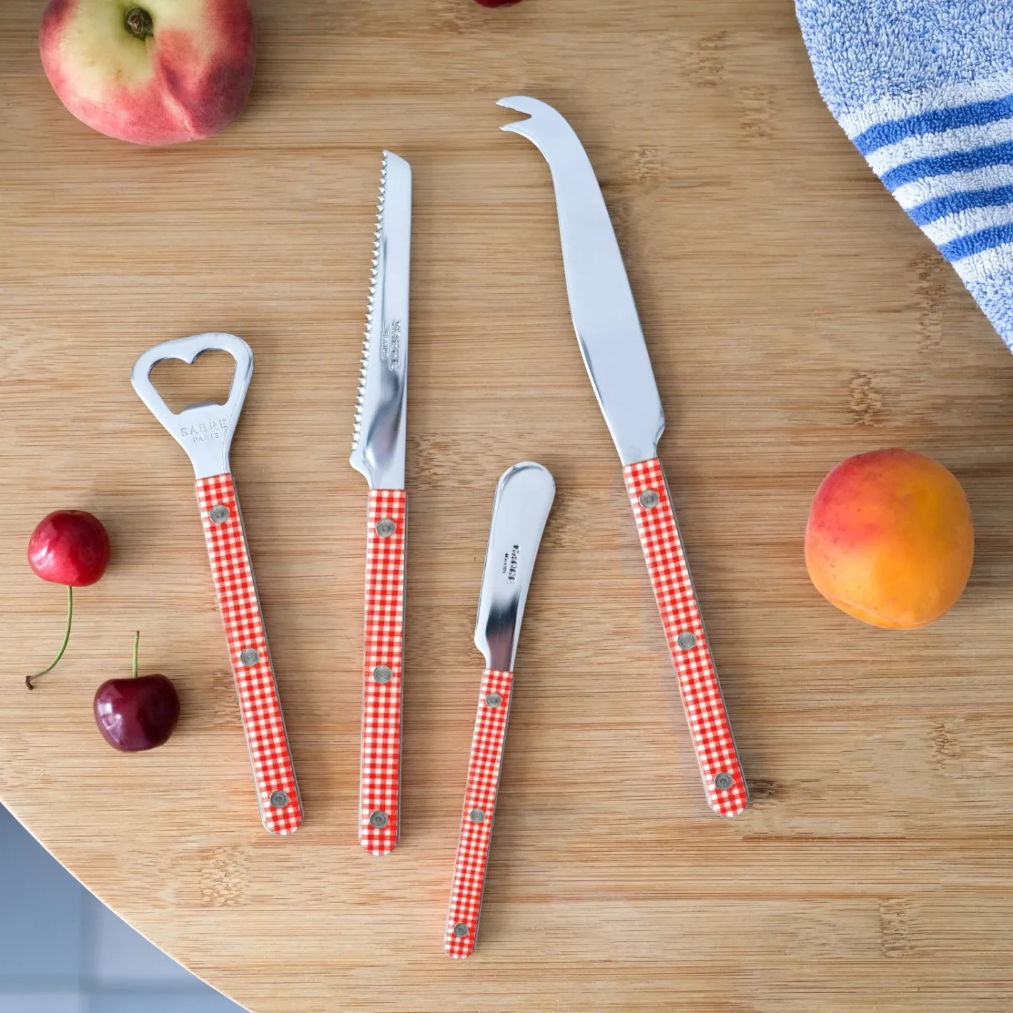Sabre Paris Bistrot Gingham, Red | Aperitif Set