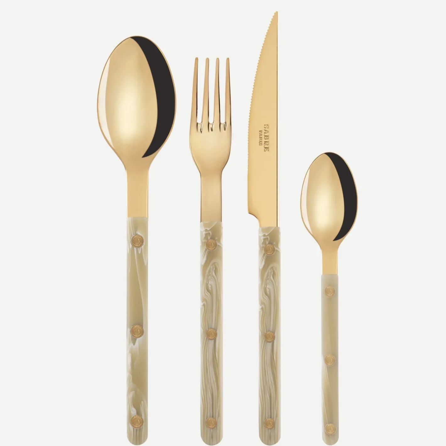 Sabre Paris Bistrot Gold Horn, Faux Horn | 48 Pieces Set