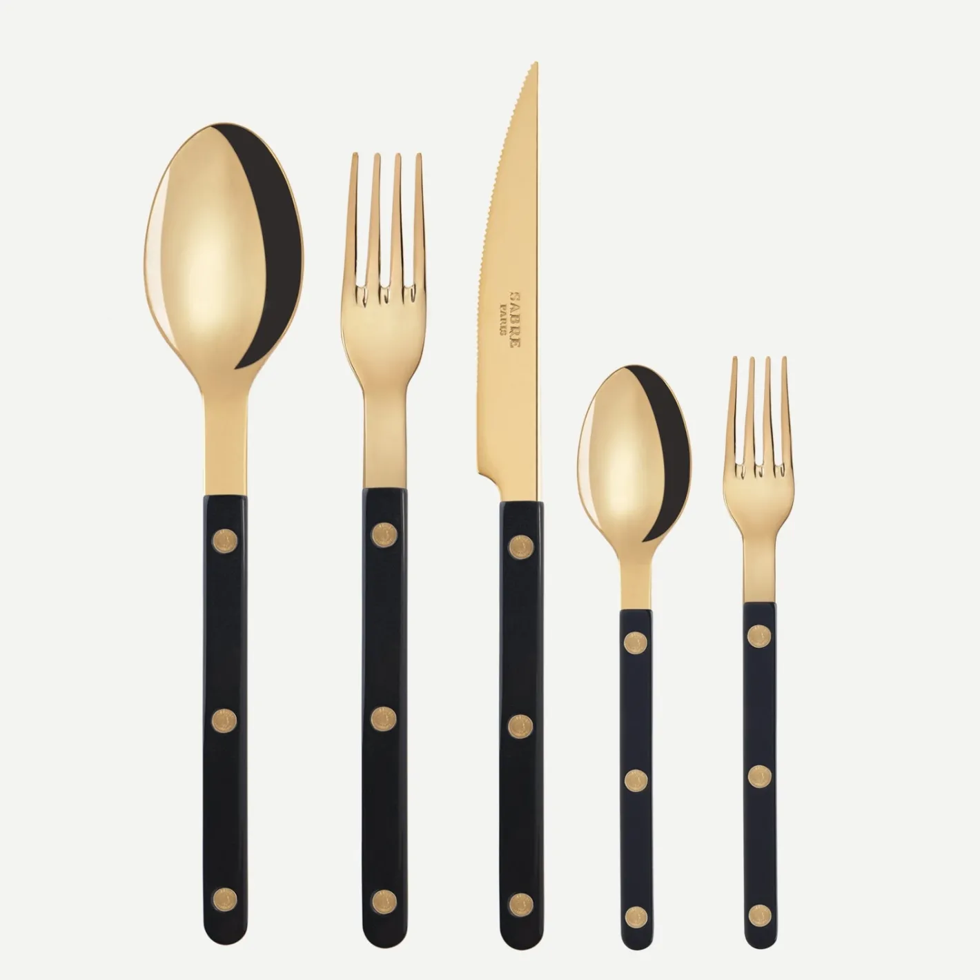 Sabre Paris Bistrot Gold Solid, Black | Set Of 5 Pieces