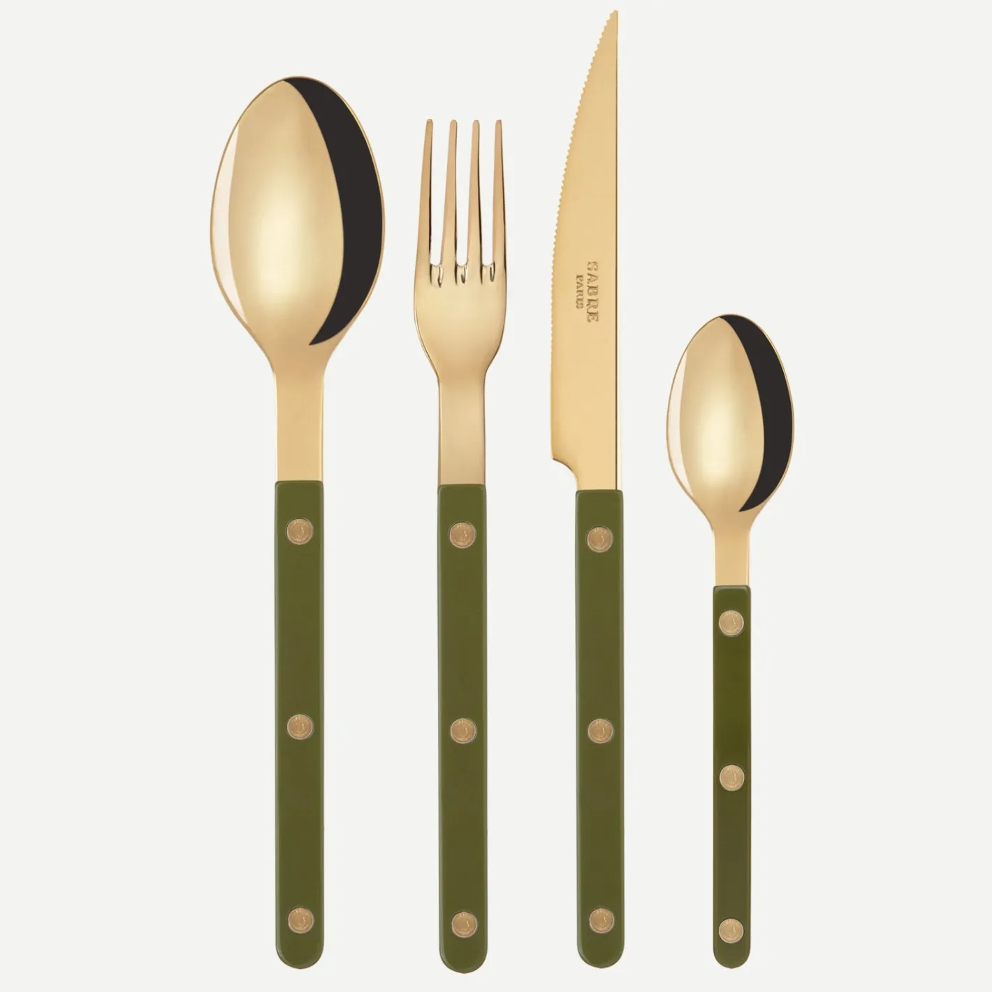 Sabre Paris Bistrot Gold Solid, Green fern | Set Of 4 Pieces