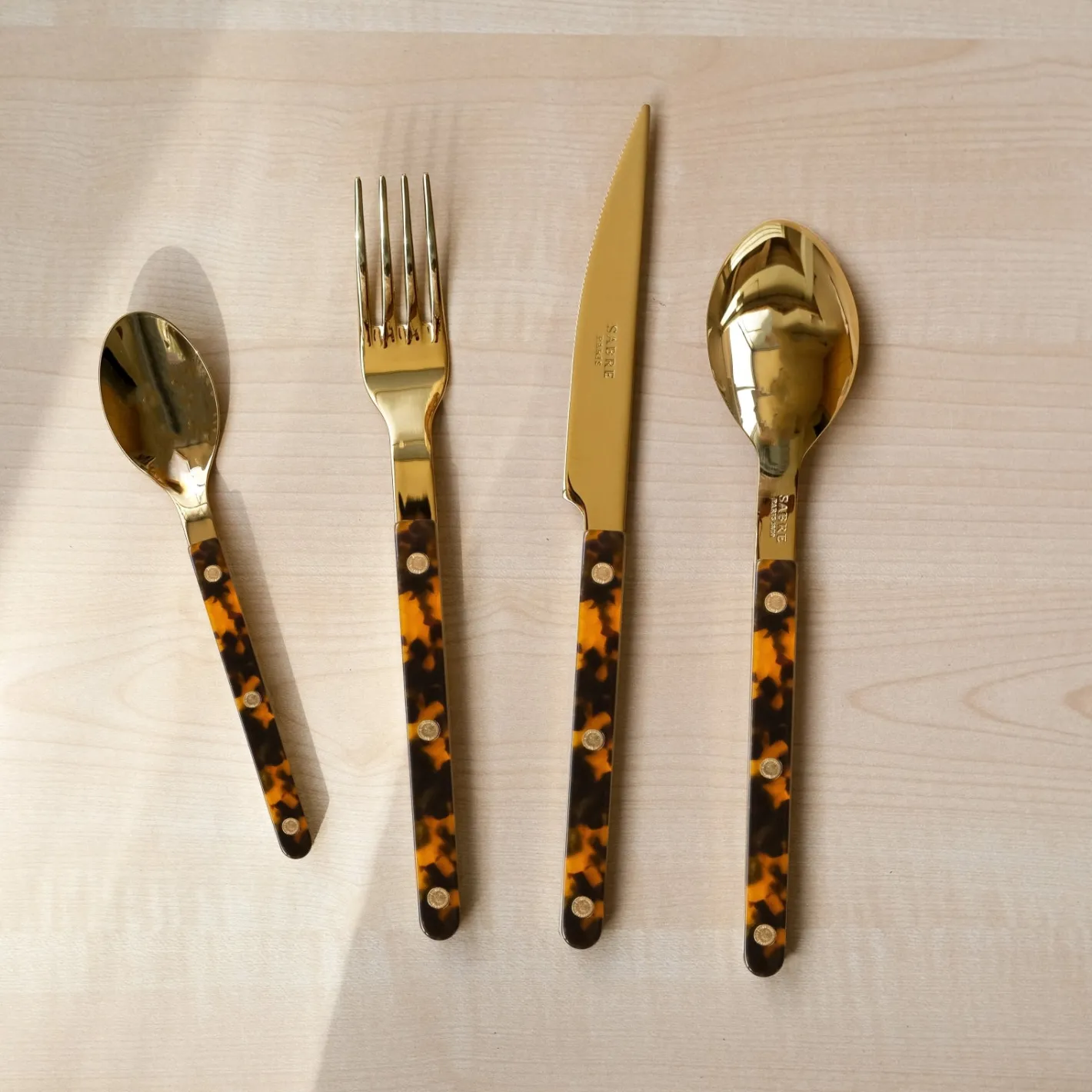 Sabre Paris Bistrot Gold Tortoise, Faux Tortoise | Set Of 4 Pieces