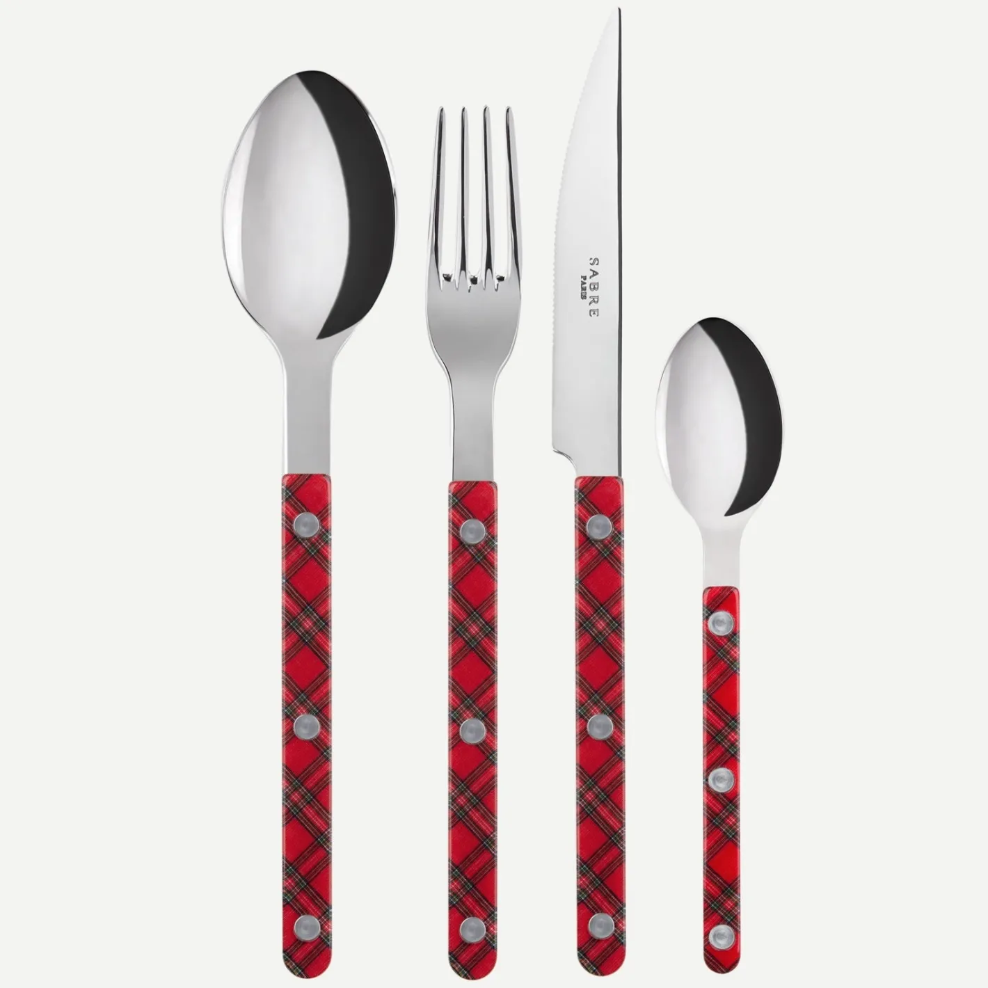 Sabre Paris Bistrot Tartan, Red | 48 Pieces Set