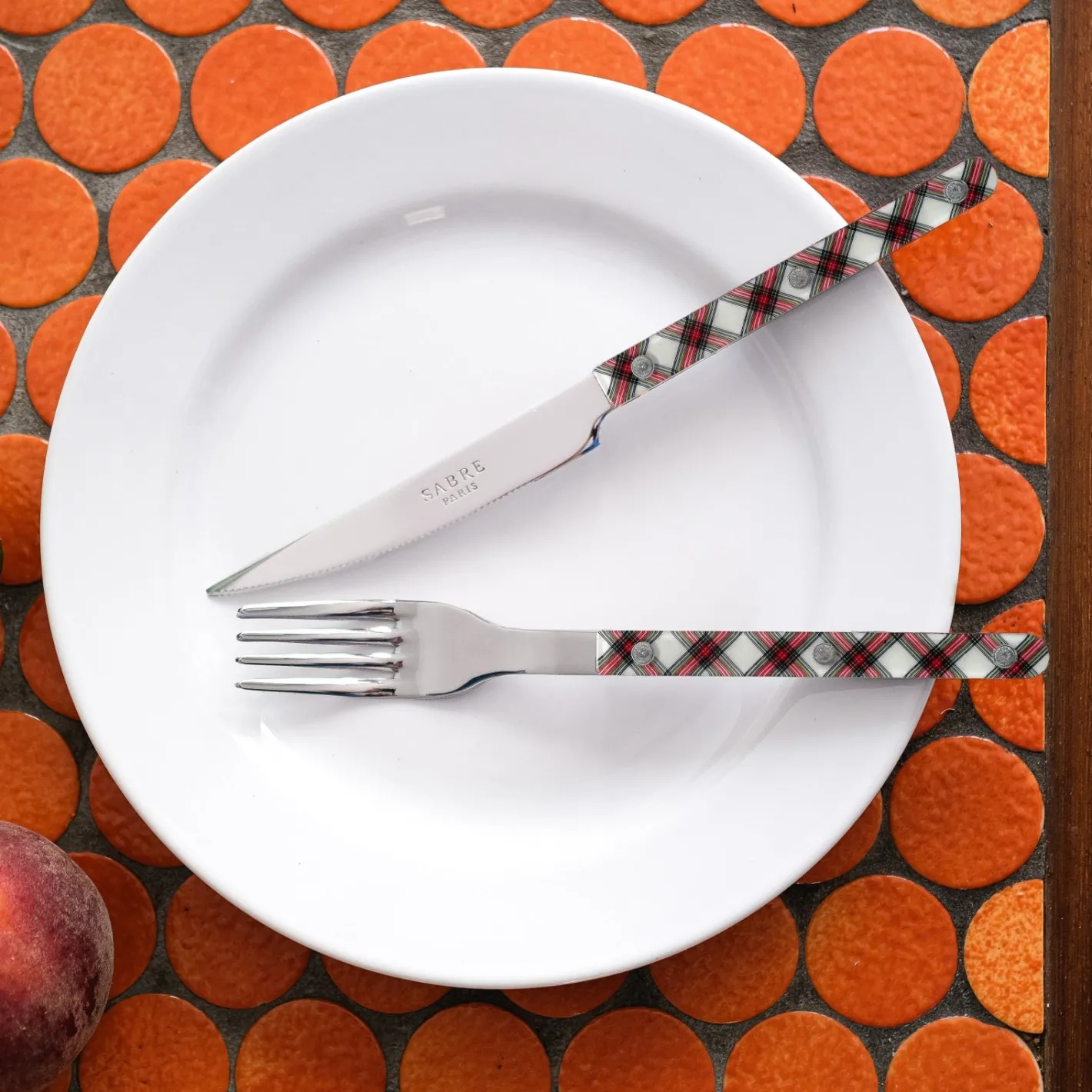Sabre Paris Bistrot Tartan, White | Dinner Knife