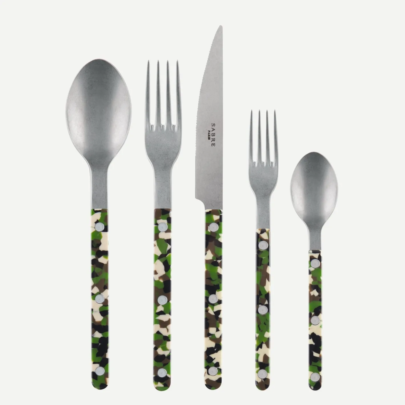 Sabre Paris Bistrot Vintage Camouflage, Green | 20 Pieces Set