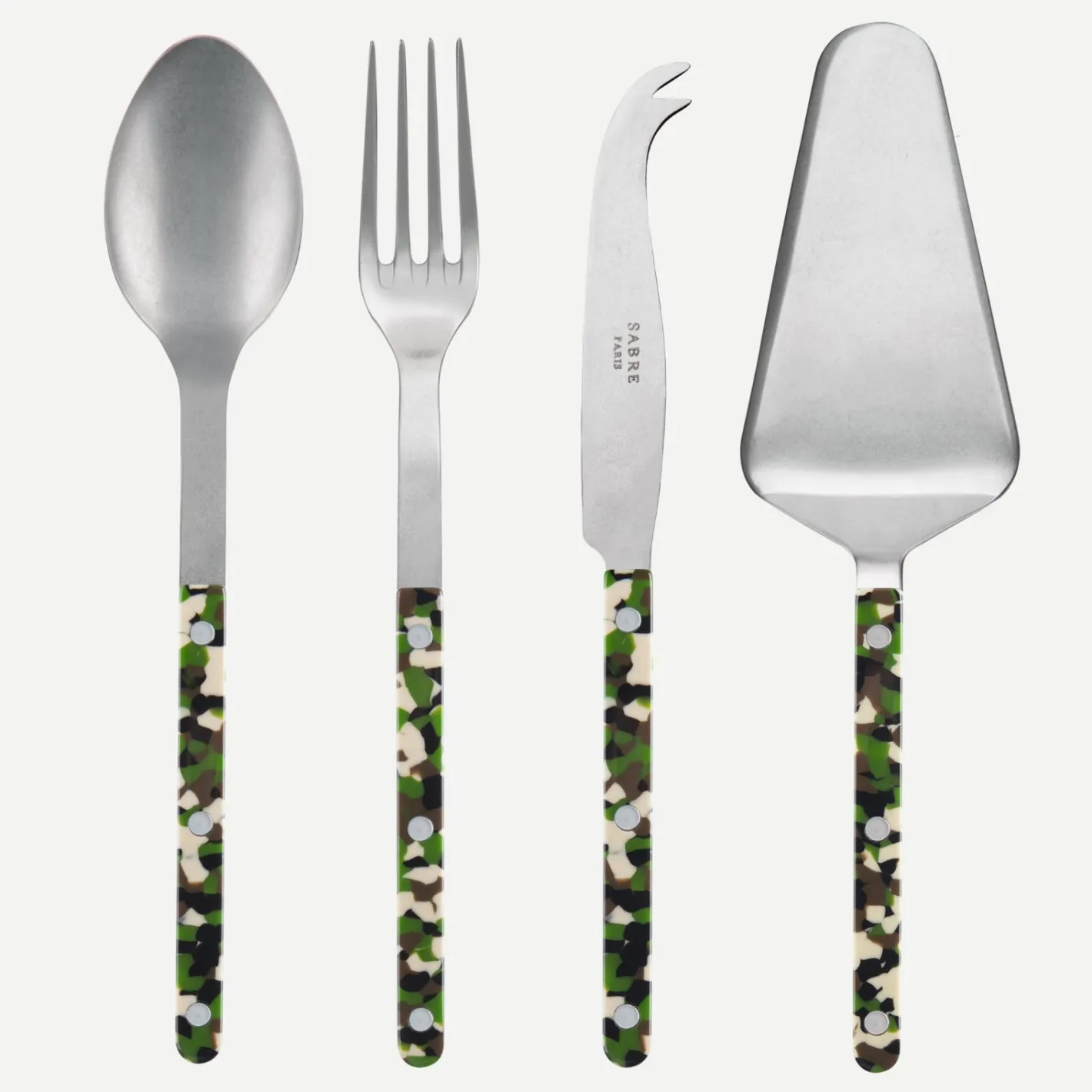Sabre Paris Bistrot Vintage Camouflage, Green | Set Of 4 Must-have Serving Pieces