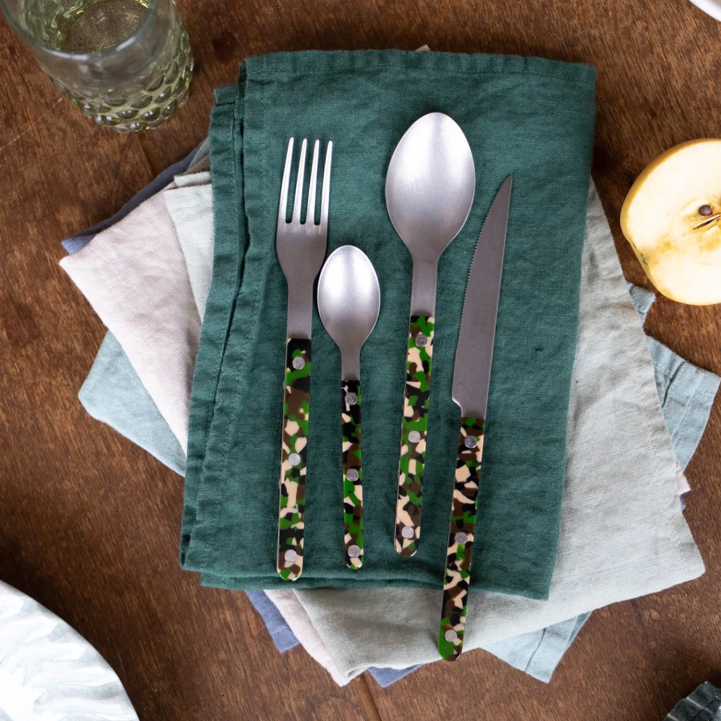 Sabre Paris Bistrot Vintage Camouflage, Green | Dinner Knife