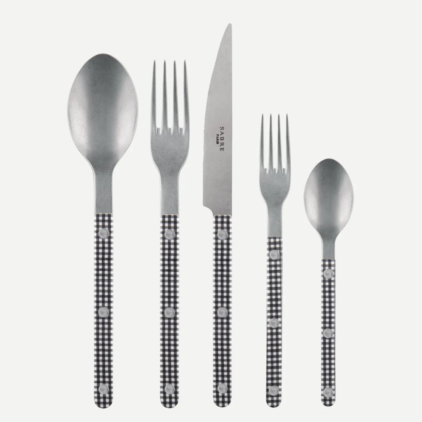 Sabre Paris Bistrot Vintage Gingham, Black | 20 Pieces Set