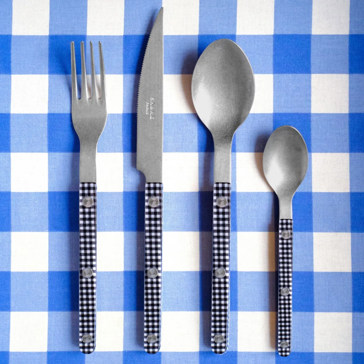 Sabre Paris Bistrot Vintage Gingham, Black | Set Of 5 Pieces