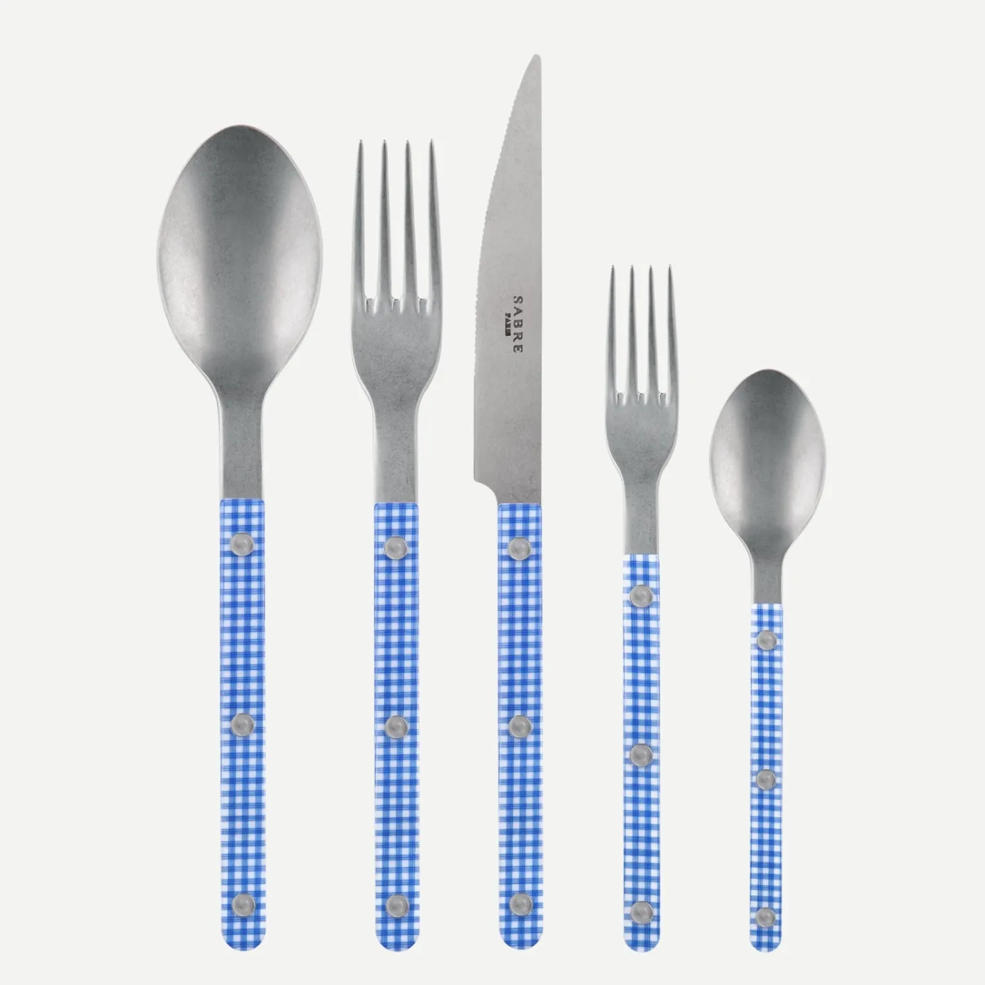 Sabre Paris Bistrot Vintage Gingham, Blue | 20 Pieces Set