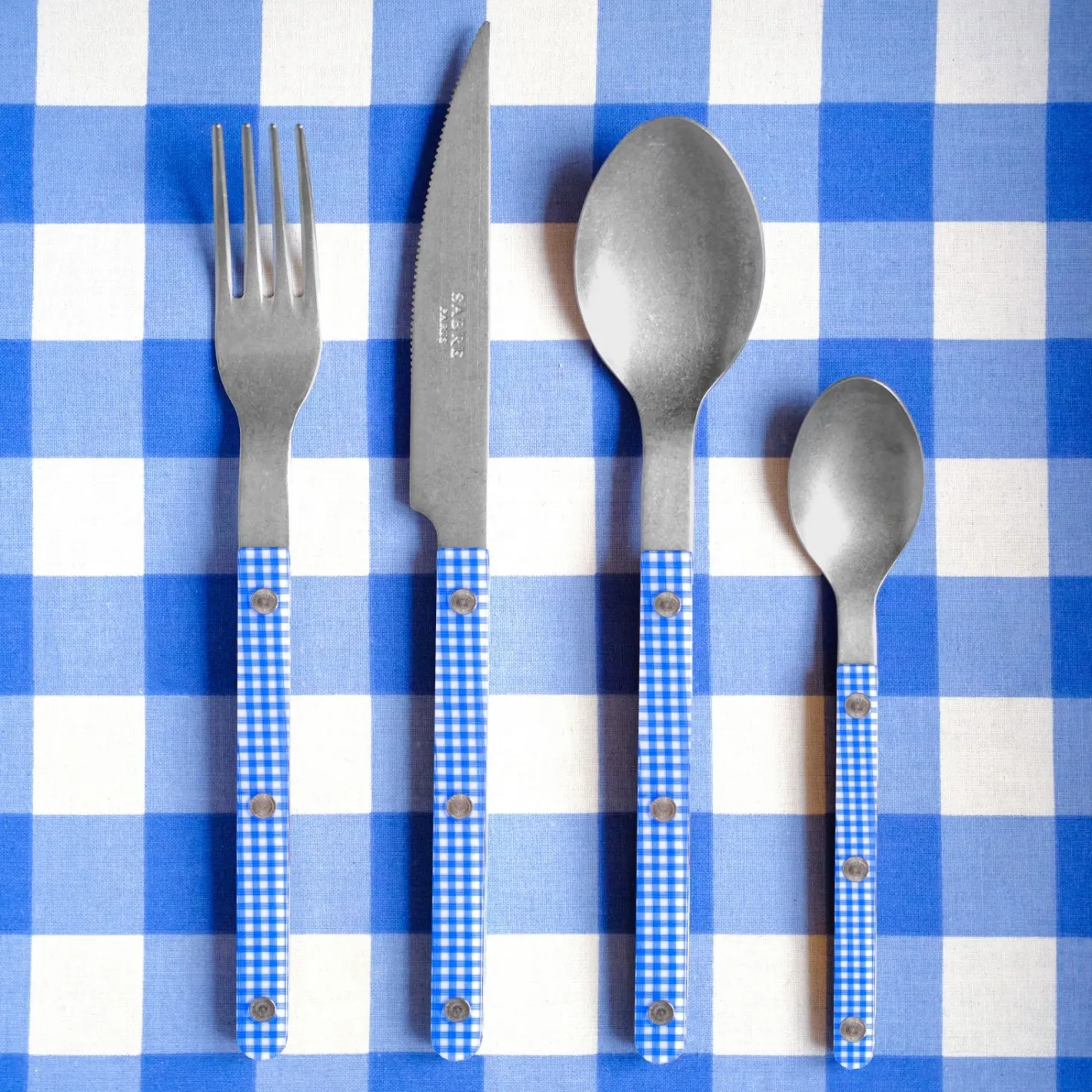 Sabre Paris Bistrot Vintage Gingham, Blue | Set Of 5 Pieces