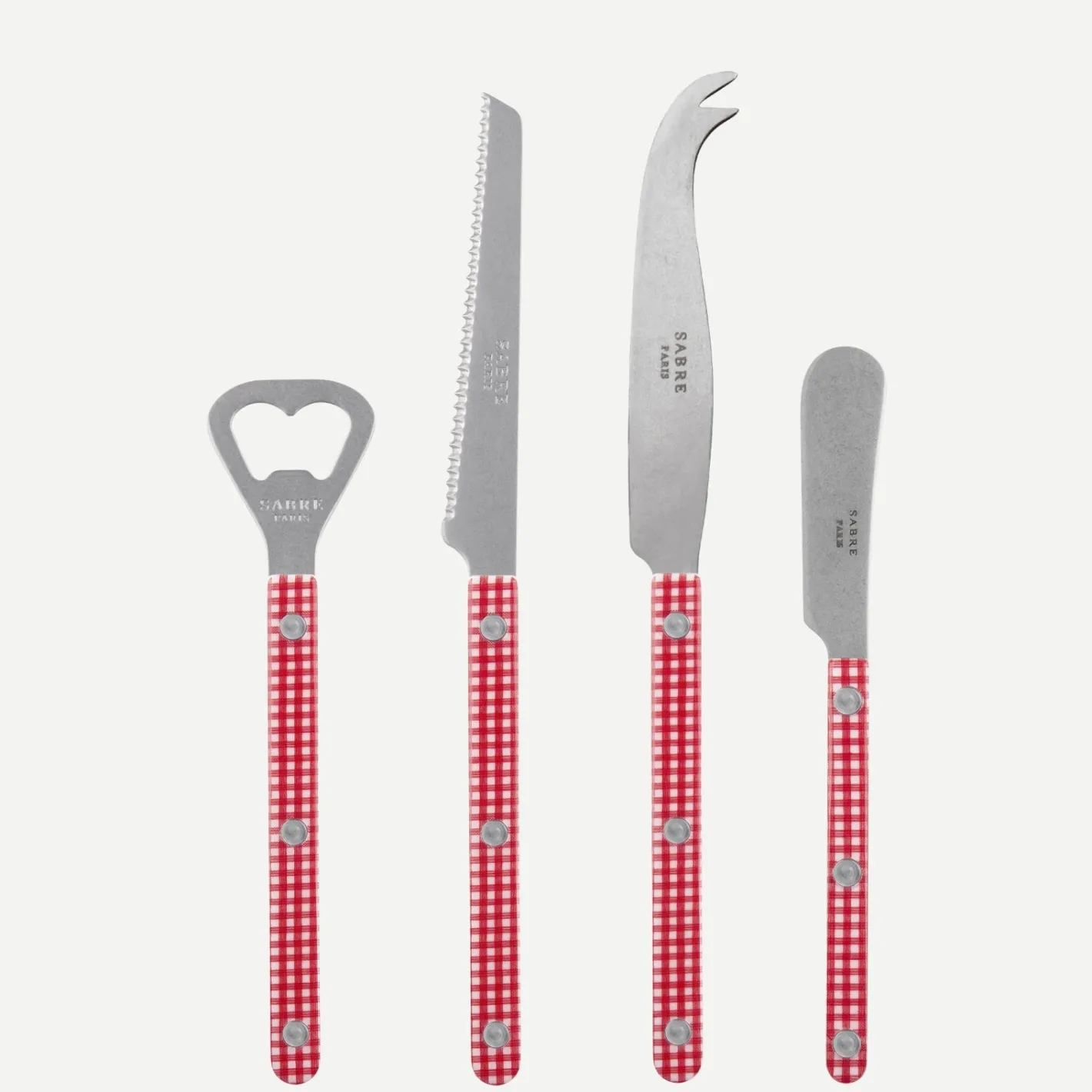 Sabre Paris Bistrot Vintage Gingham, Red | Aperitif Set