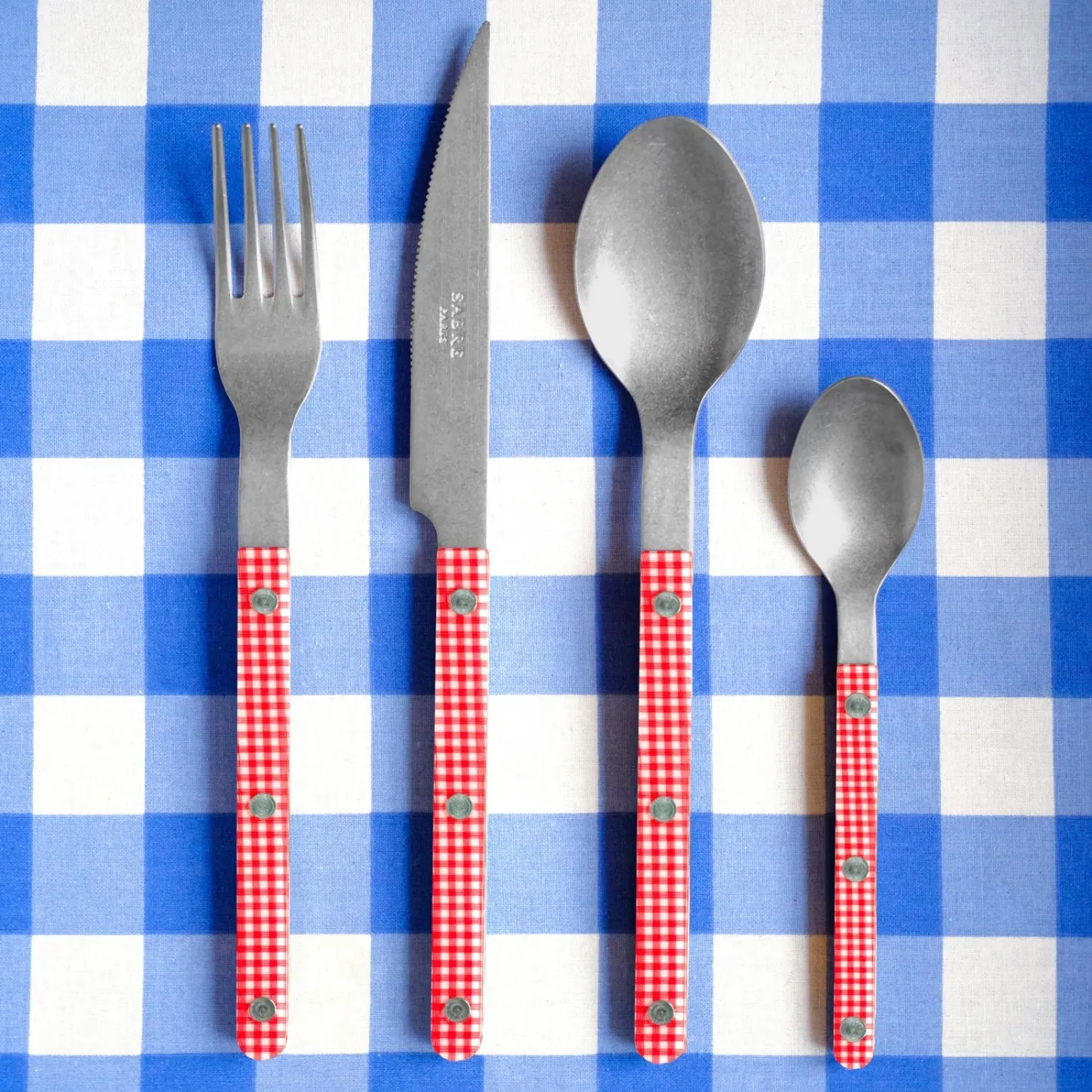 Sabre Paris Bistrot Vintage Gingham, Red | Set Of 5 Pieces