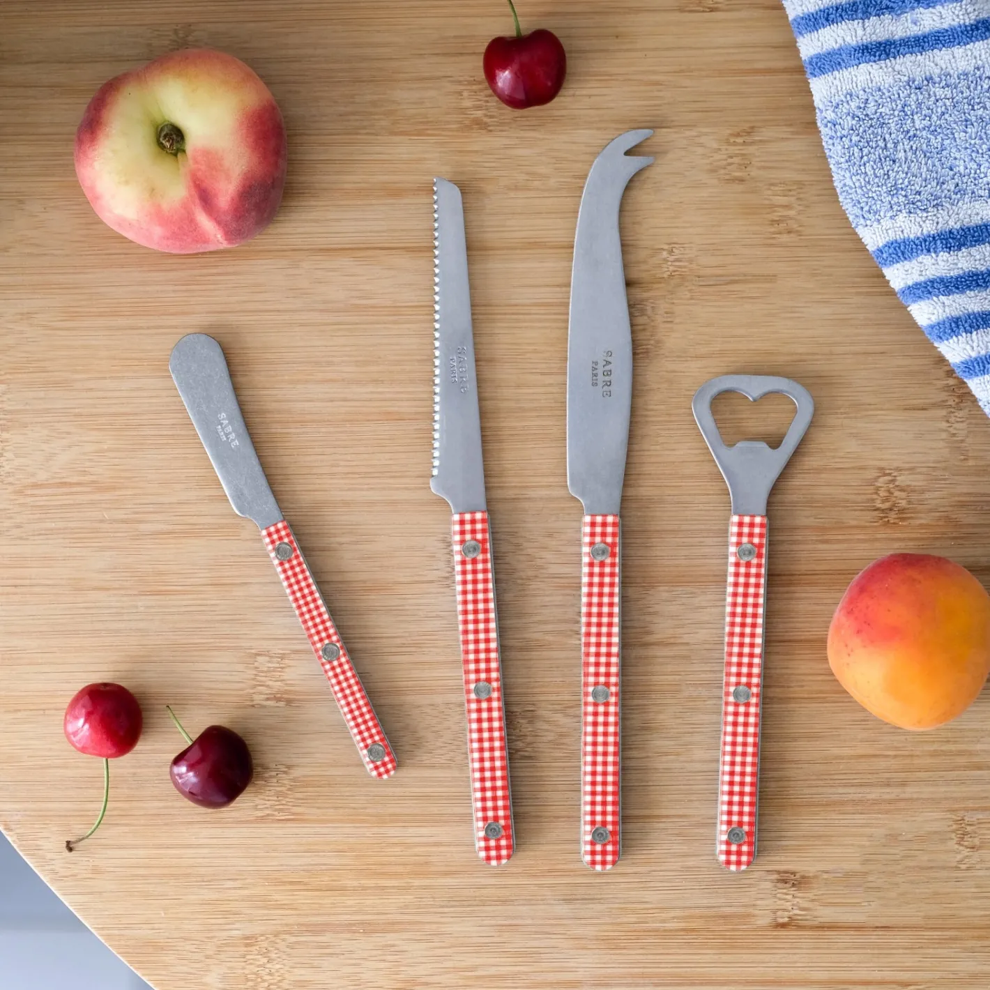 Sabre Paris Bistrot Vintage Gingham, Red | Aperitif Set