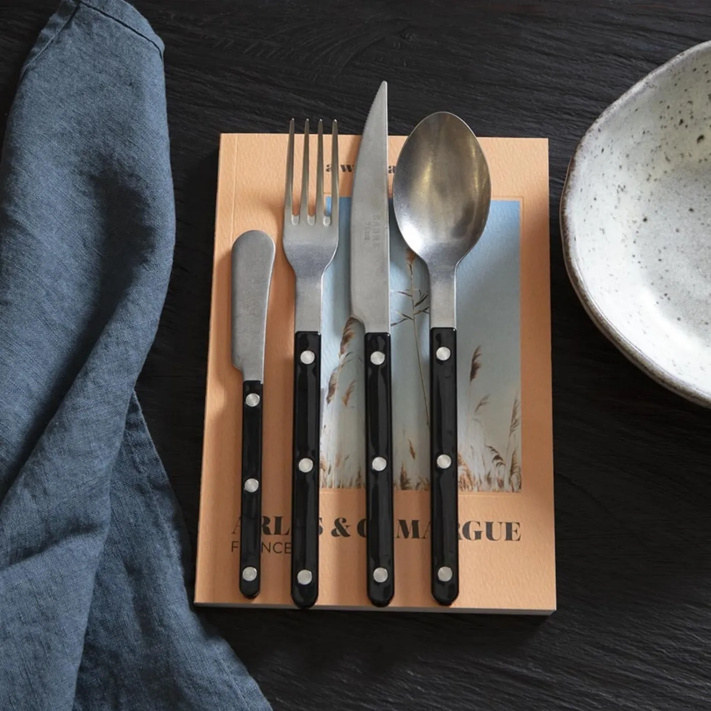 Sabre Paris Bistrot Vintage Solid, Black | Set Of 5 Pieces