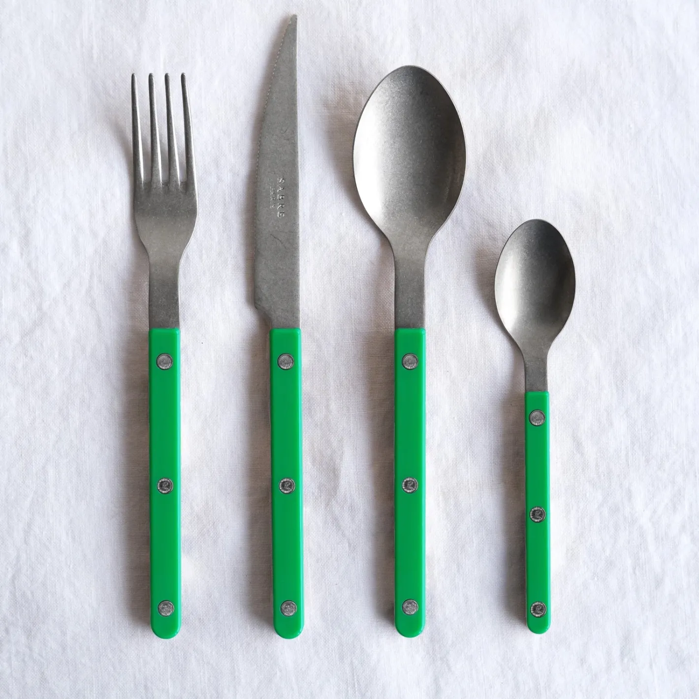 Sabre Paris Bistrot Vintage Solid, Garden green | Set Of 4 Pieces