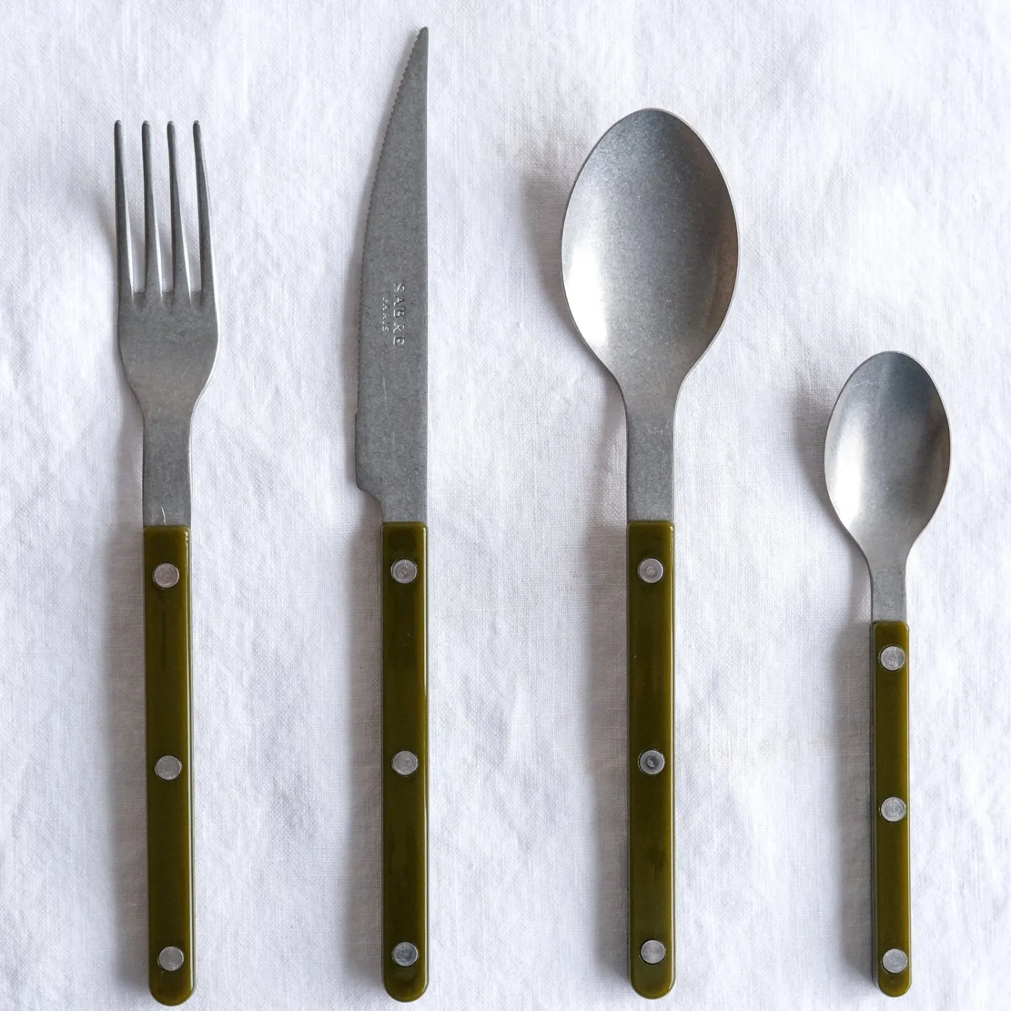 Sabre Paris Bistrot Vintage Solid, Green fern | Set Of 4 Pieces