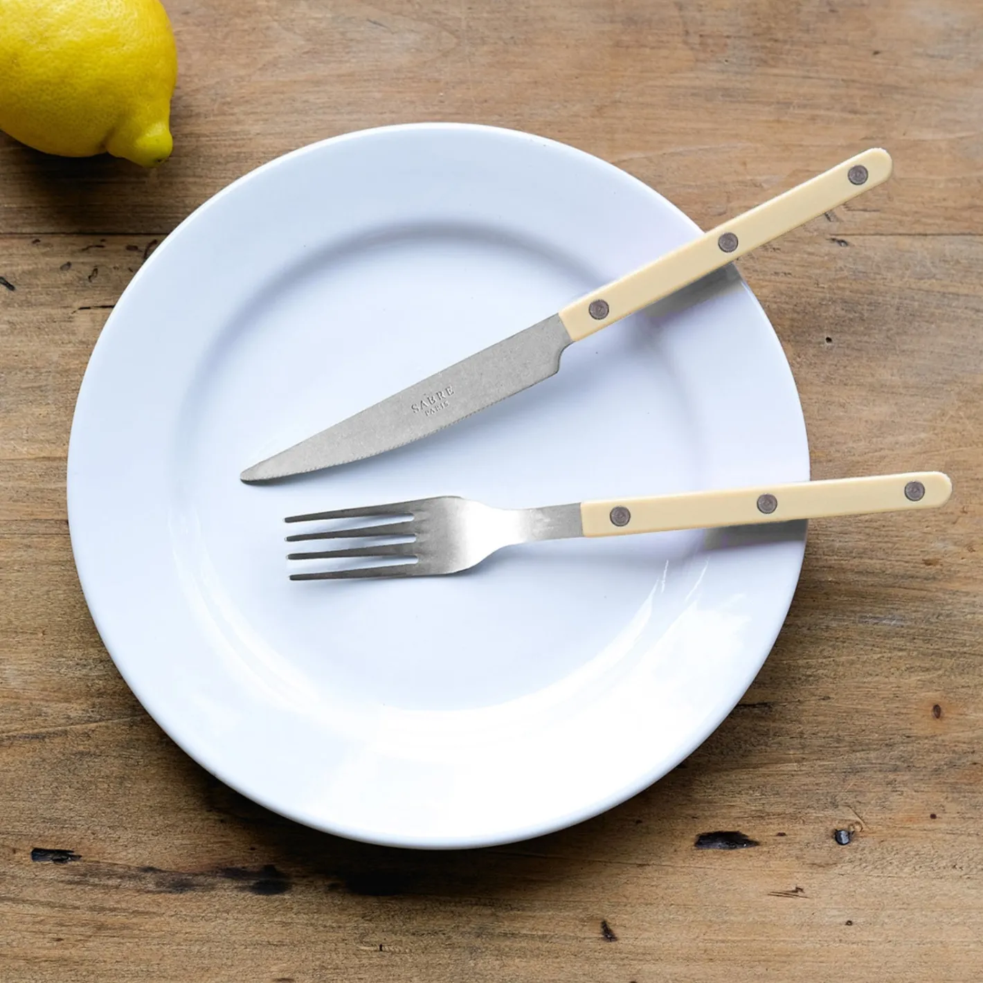 Sabre Paris Bistrot Vintage Solid, Ivory | 48 Pieces Set