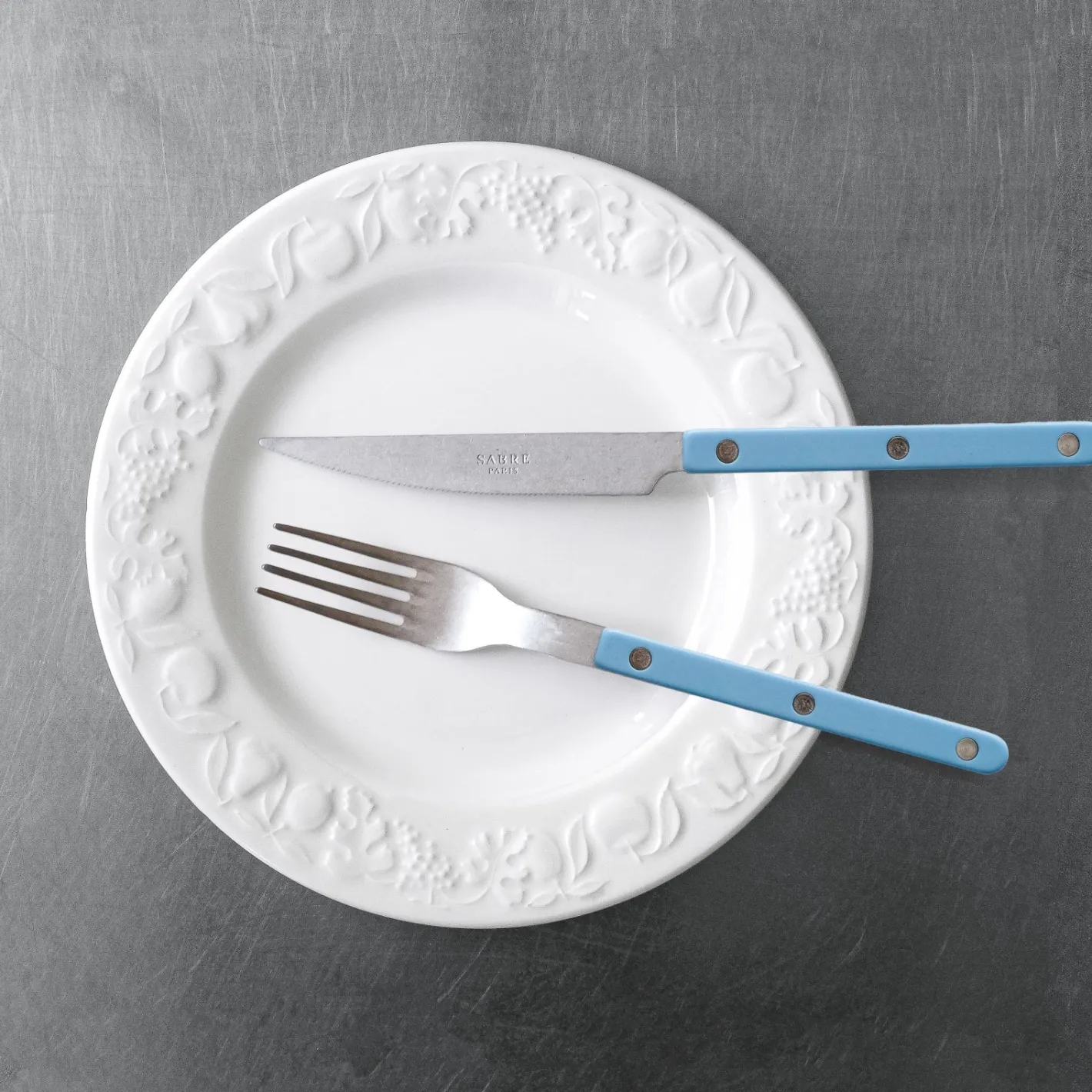 Sabre Paris Bistrot Vintage Solid, Pastel blue | 48 Pieces Set