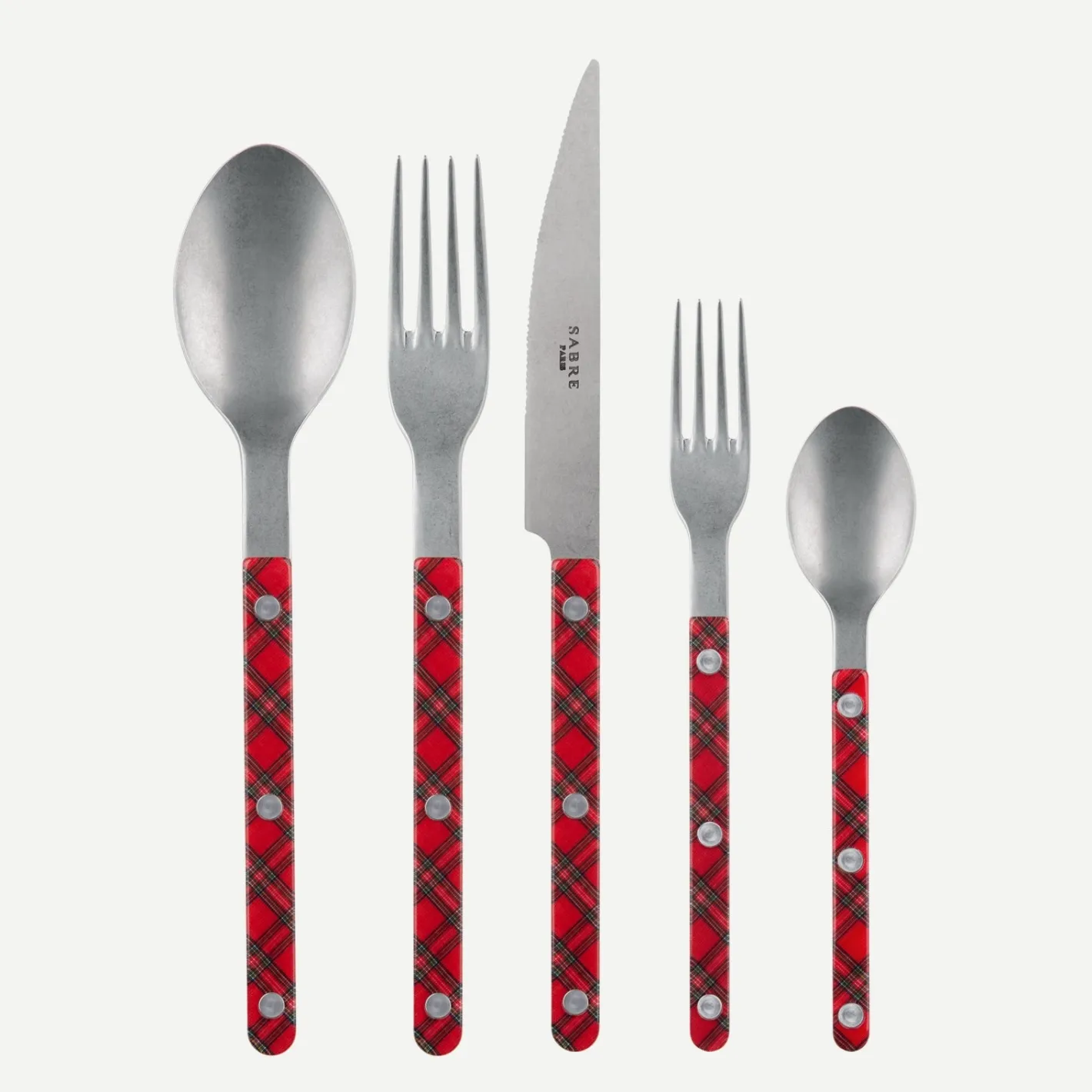 Sabre Paris Bistrot Vintage Tartan, Red | 20 Pieces Set