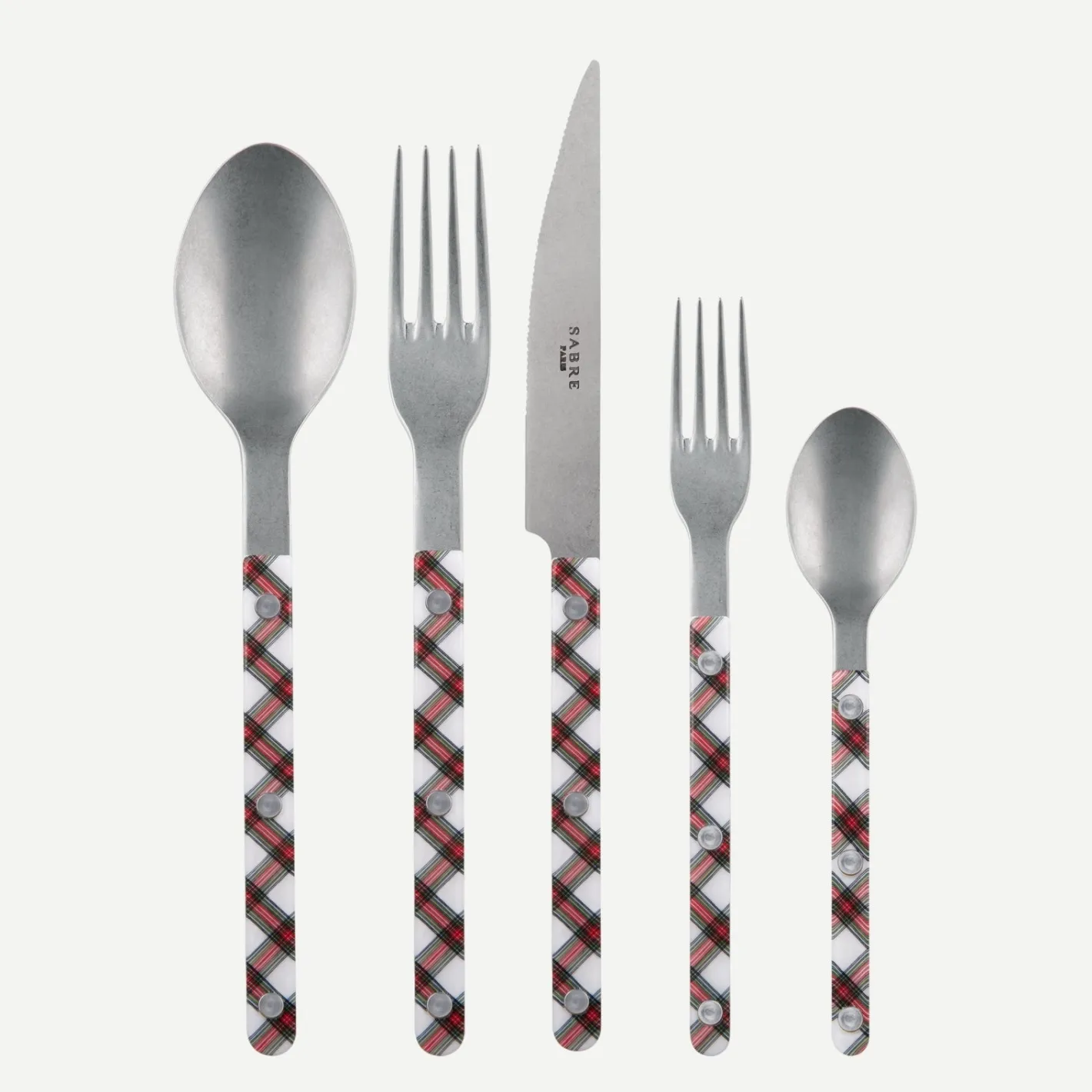 Sabre Paris Bistrot Vintage Tartan, White | 20 Pieces Set