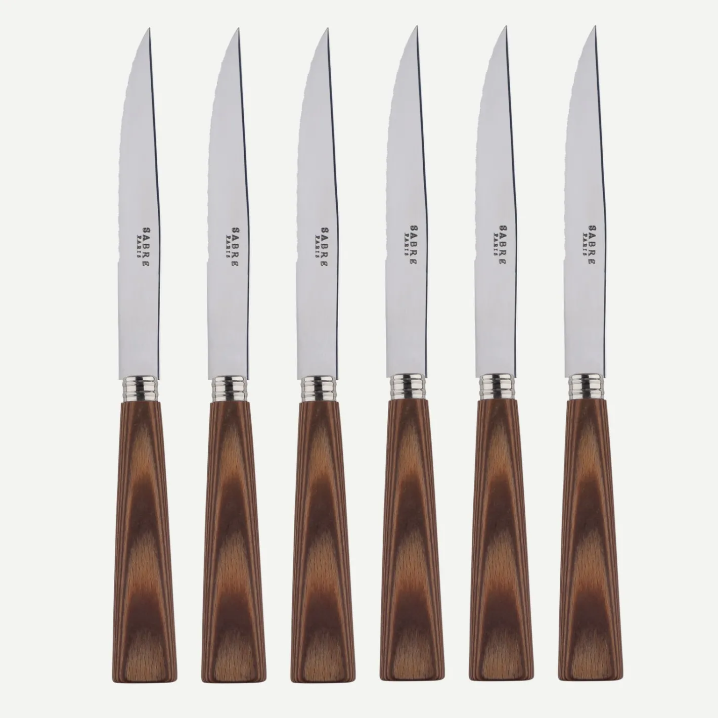 Sabre Paris Nature,Bois stratifié clair | Set Of 6 Steak Knives