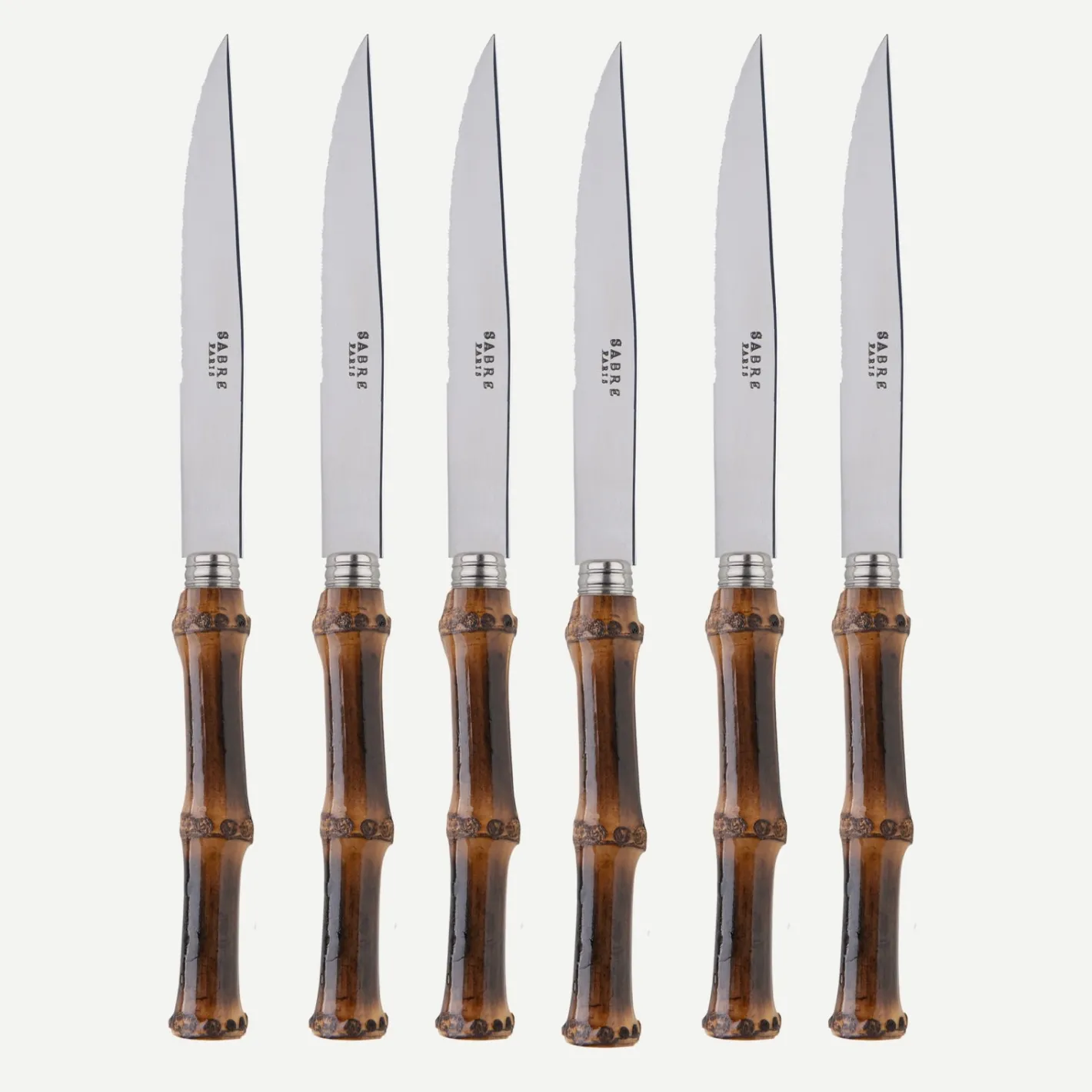 Sabre Paris Panda,Bambou foncé | Set Of 6 Steak Knives