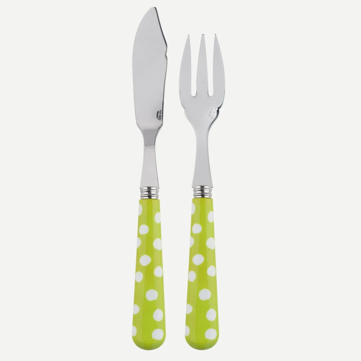 Sabre Paris Pois Blancs,Vert clair | Fish Knife | Fish Fork