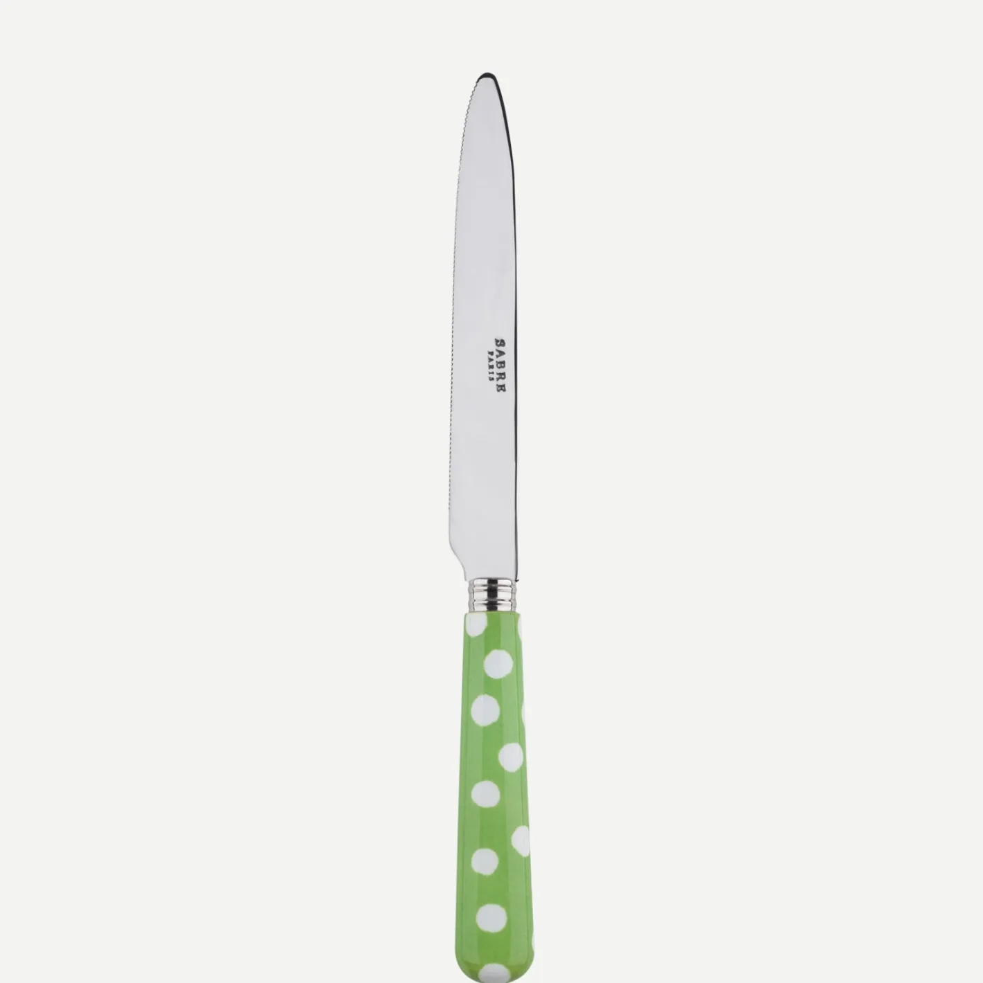 Sabre Paris Pois Blancs,Vert jardin | Serrated Dinner Knife Blade